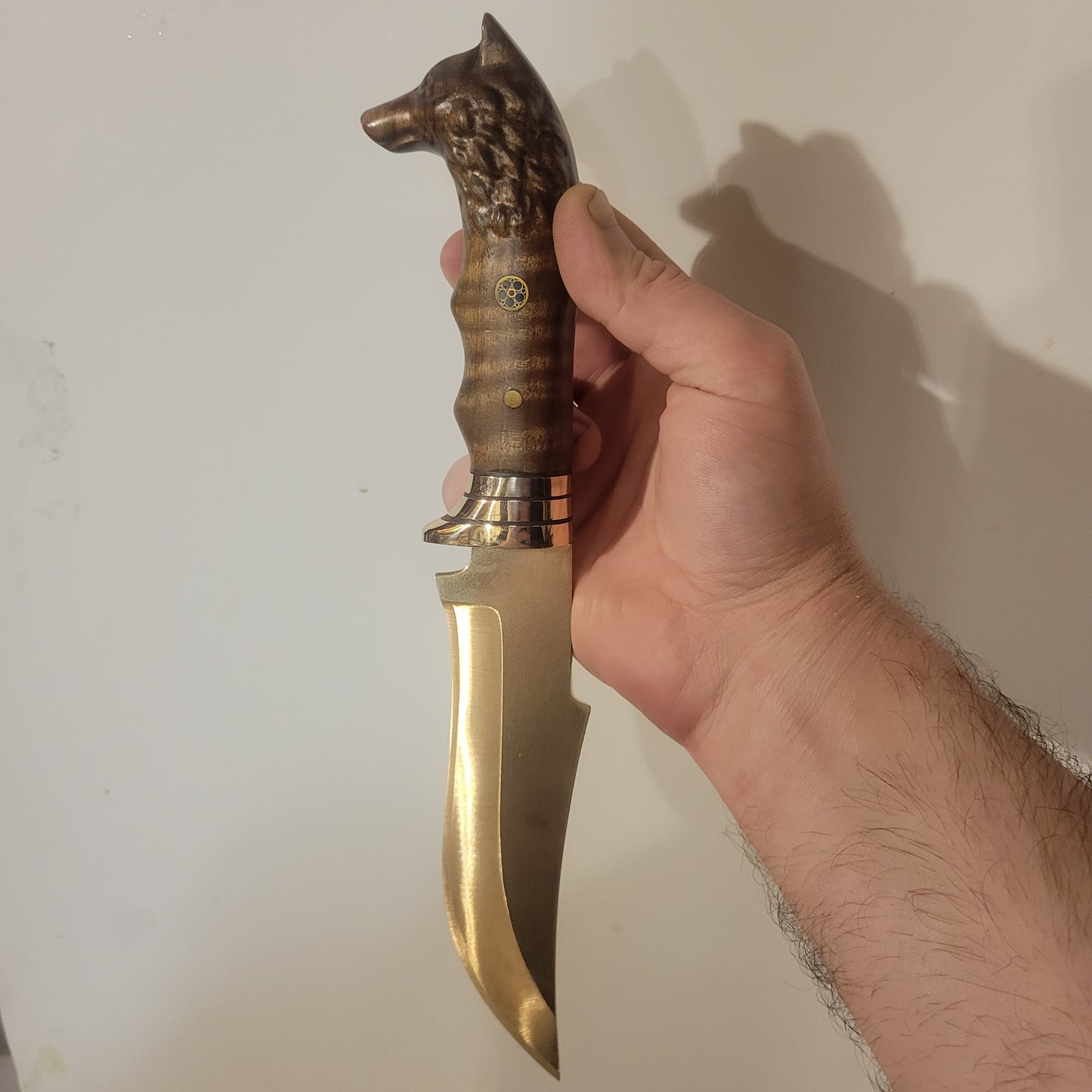 24K Gold Plated Hunting Knife W/ Leather Sheath & Velvet Display Case