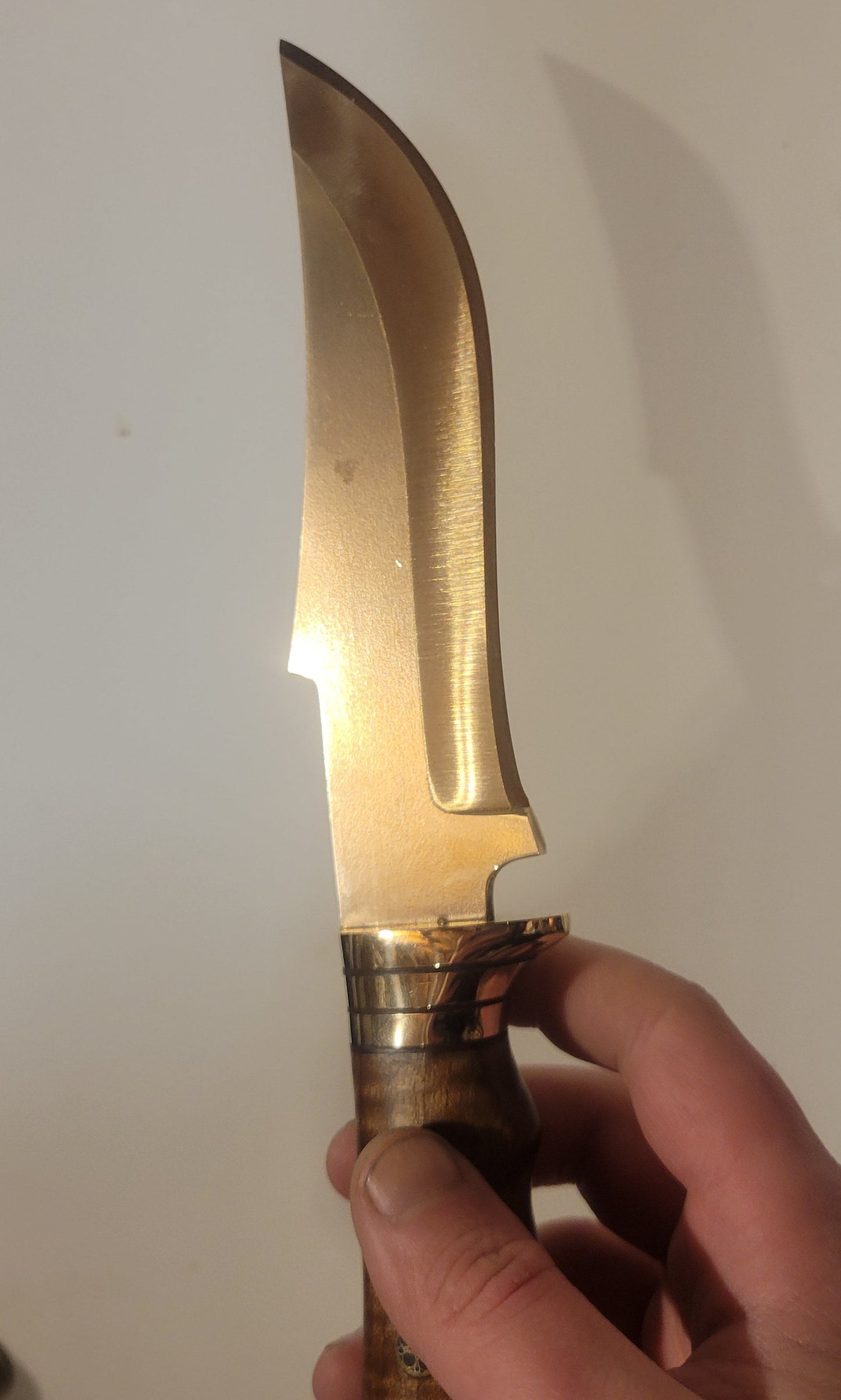 24K Gold Plated Hunting Knife W/ Leather Sheath & Velvet Display Case