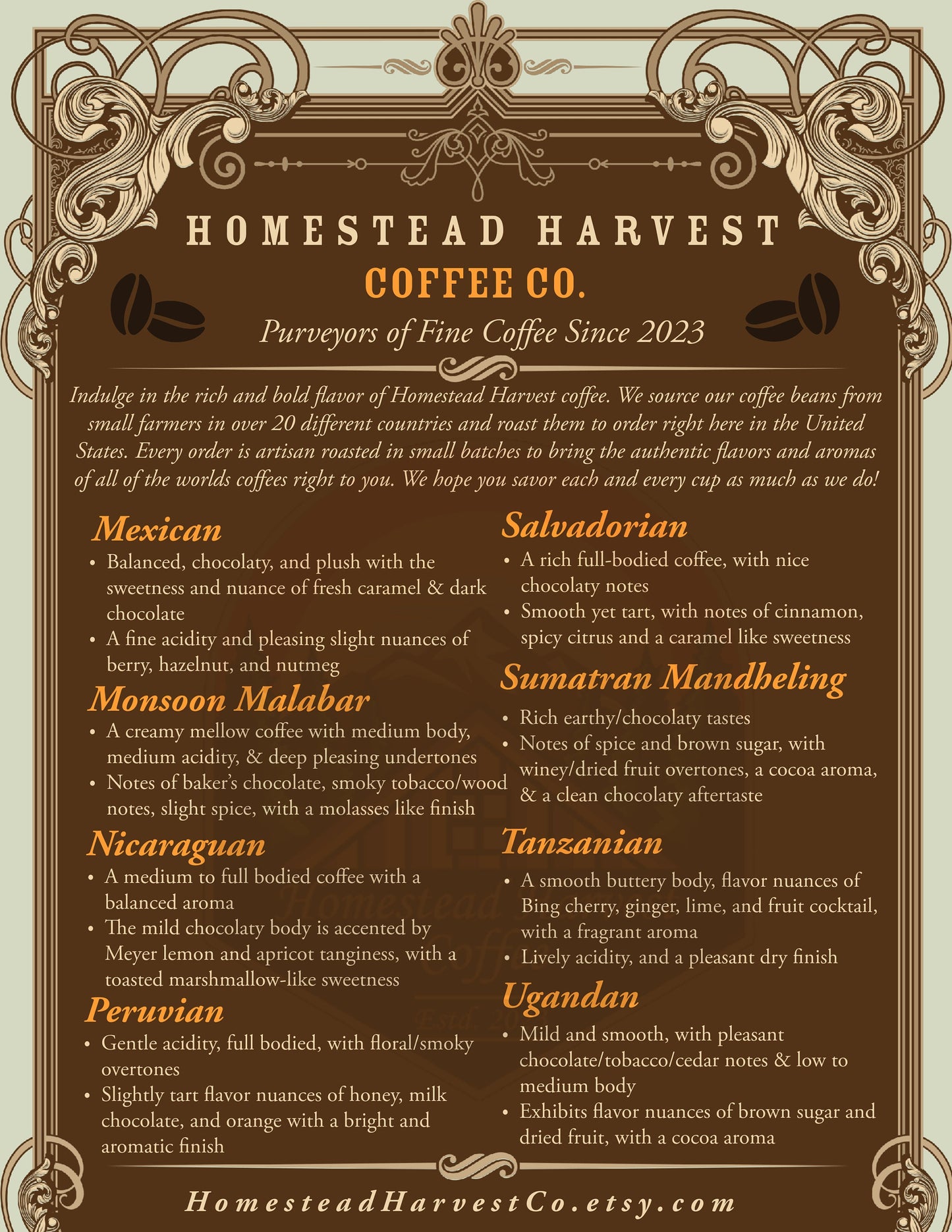 36 Oz Sumatra Mandheling Coffee Bean Sampler | 100% Arabica Coffee Beans |