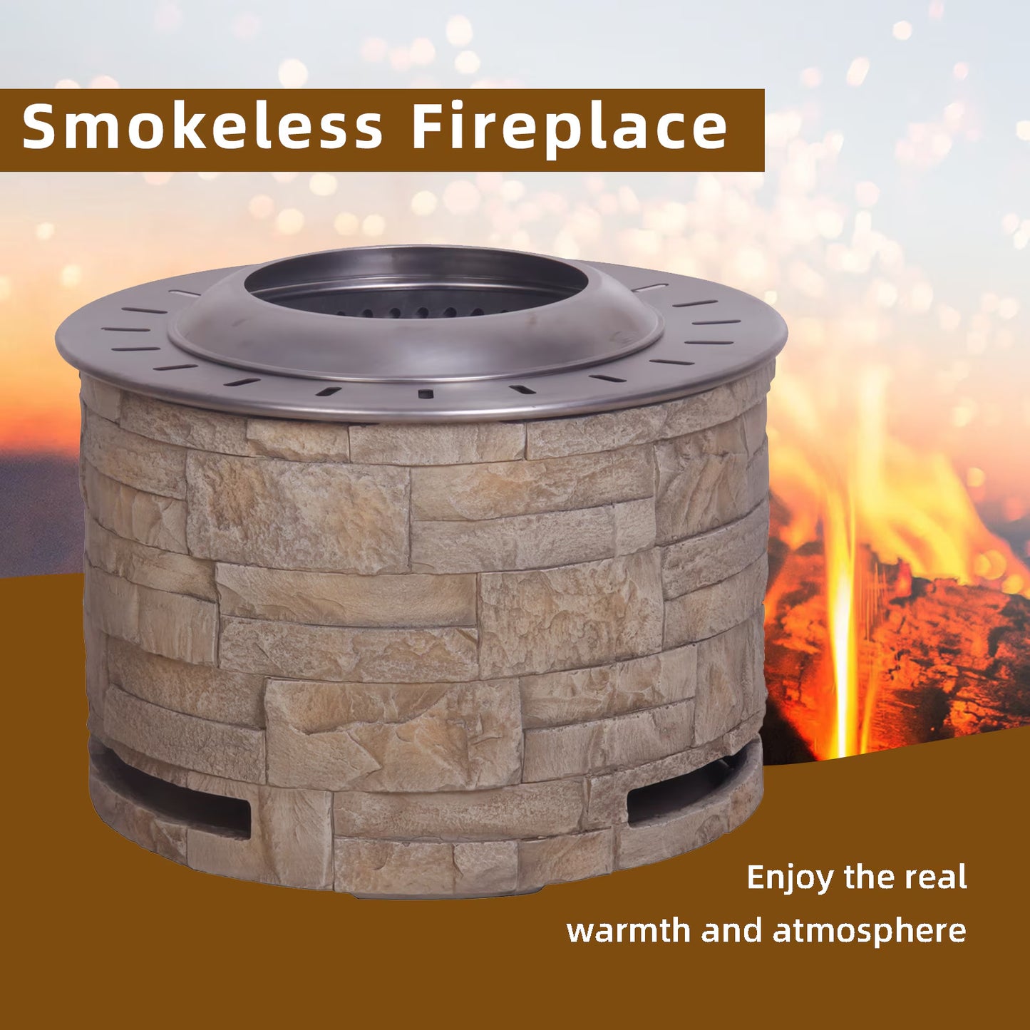 Stacked Stone Smokeless Firepit For Wood Pellets Twigs Wood Fuel
