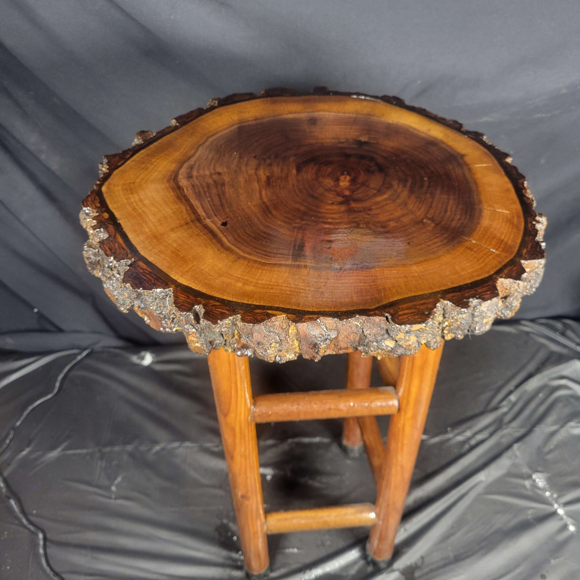 Rustic Live Edge Black Walnut Stool 13"W x 21"H - Invictus Supply Co.