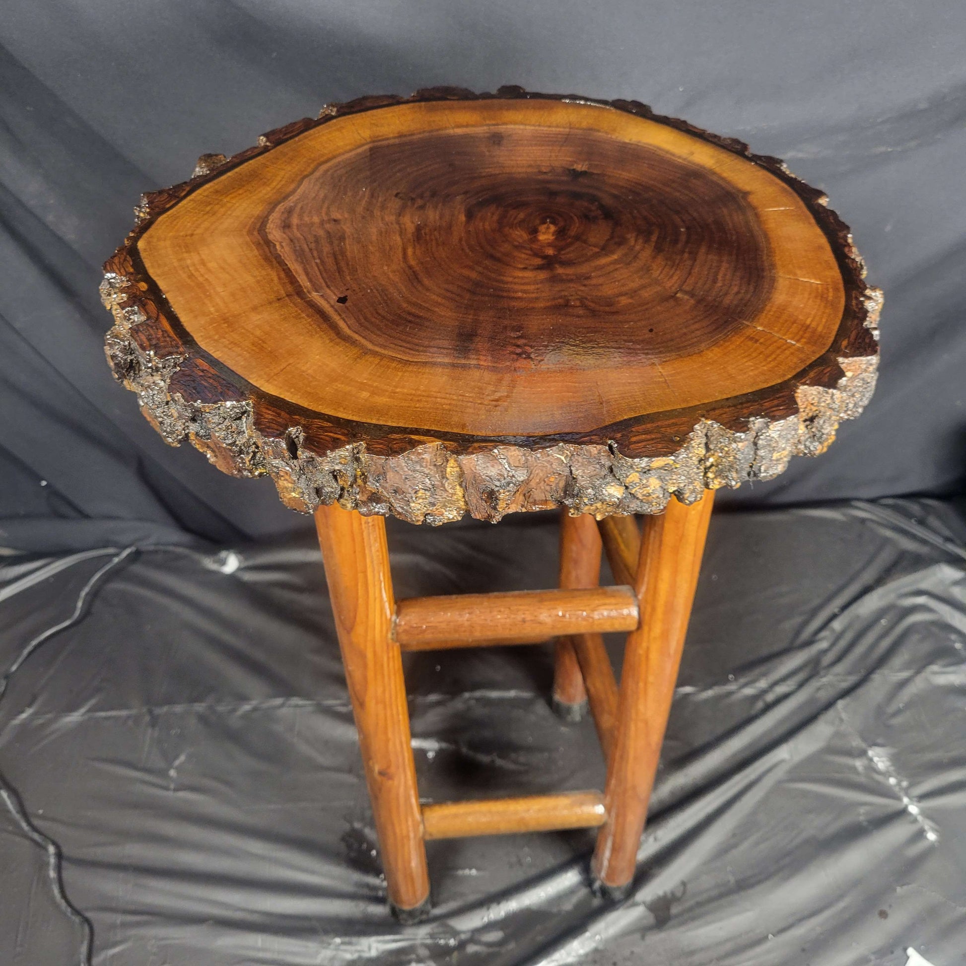Rustic Live Edge Black Walnut Stool 13"W x 21"H - Invictus Supply Co.