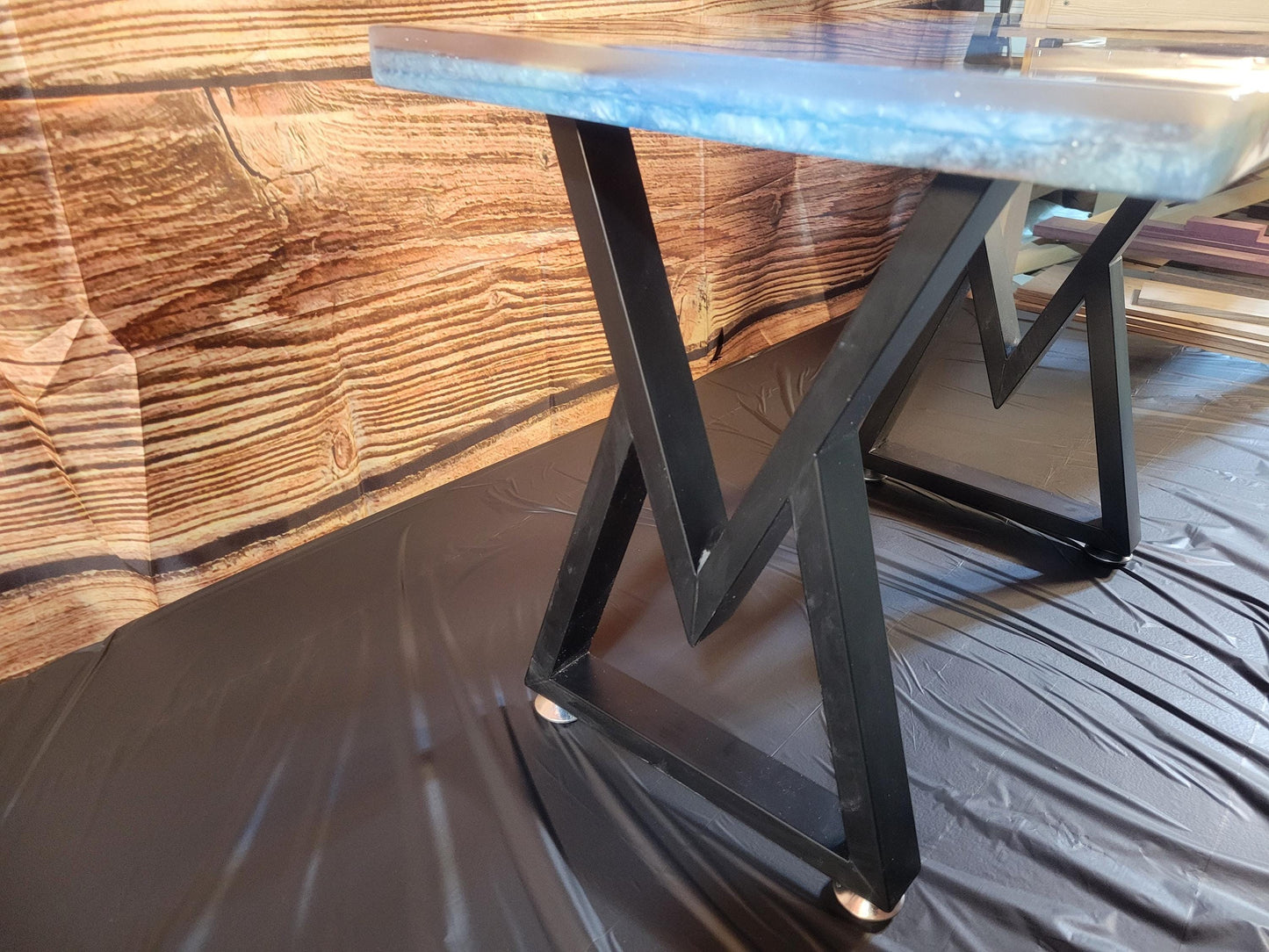 Fine Red Cedar Epoxy River Table 24"L x 16"W x 17"H w/ Steel Legs - Made in USA!