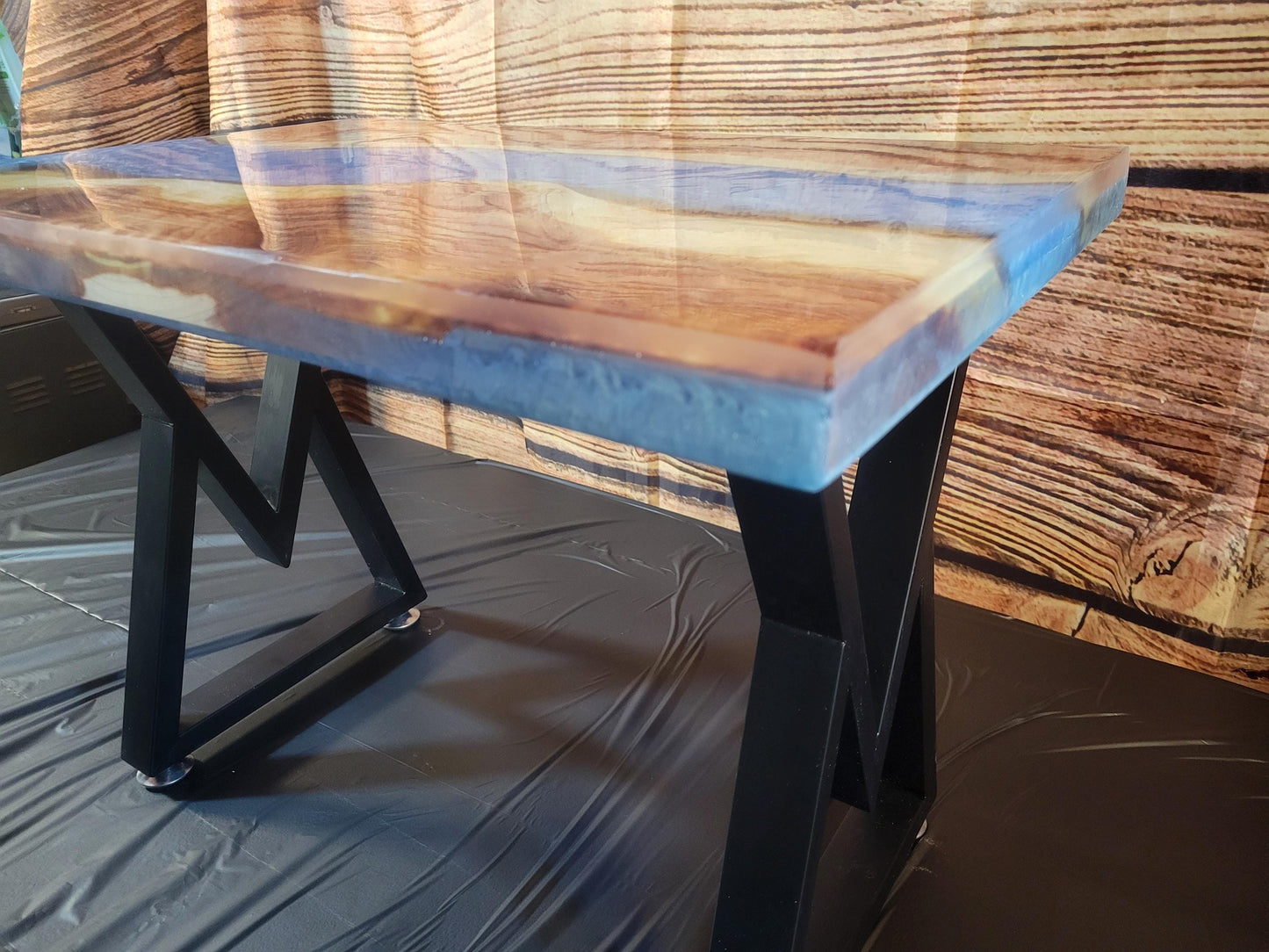 Fine Red Cedar Epoxy River Table 24"L x 16"W x 17"H w/ Steel Legs - Made in USA!