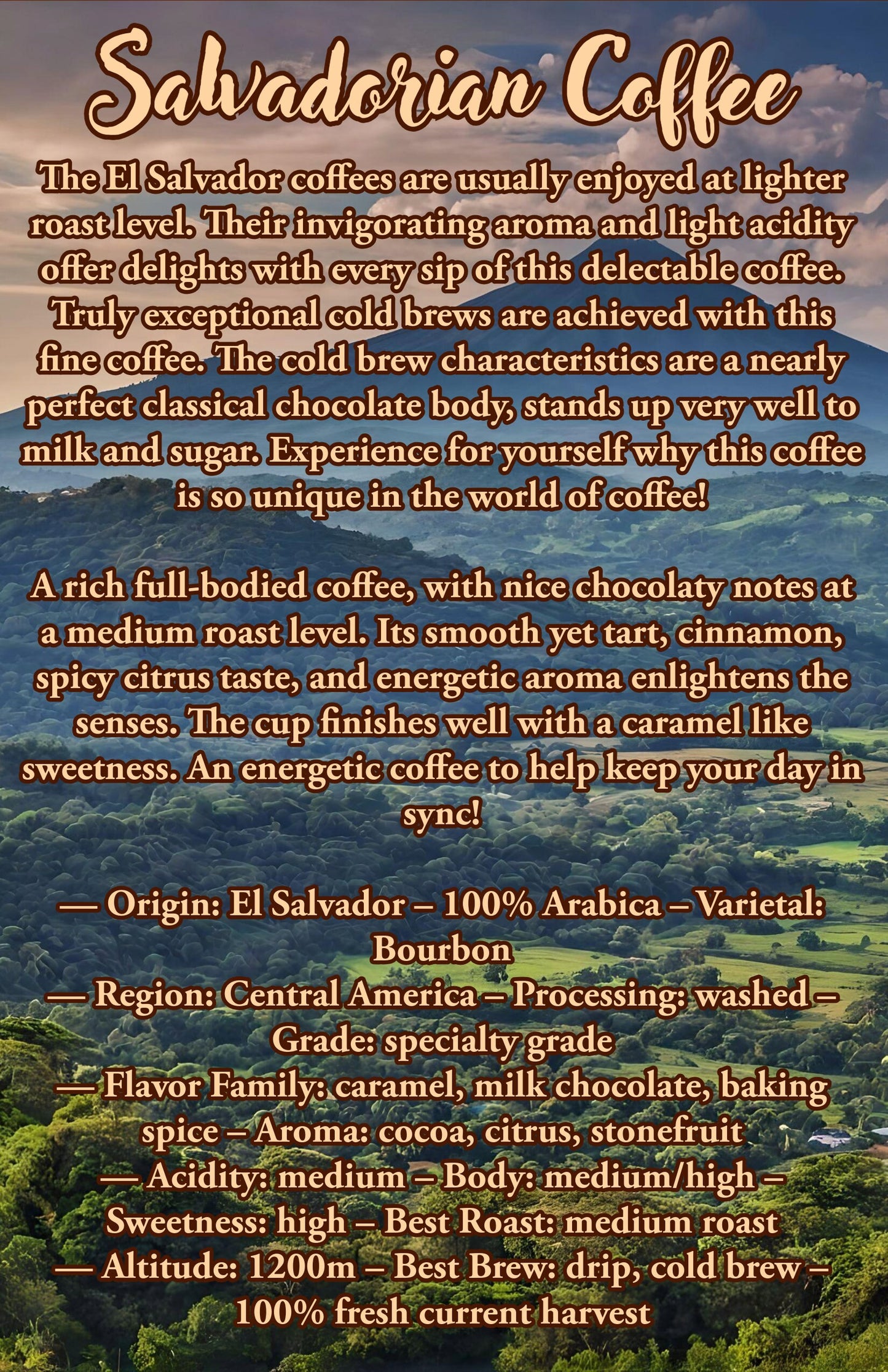 12 Oz Salvadorian Coffee | 100% Arabica Coffee Beans |